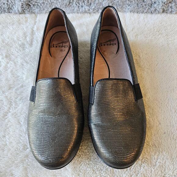 NEW Dansko Women Addy Lizard Metallic Leather Slip On Loafer Shoes‎ 409.5 - 10 - Picture 1 of 8